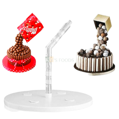 1 PC Anti Gravity Pouring Cake Kit Stand Reusable Support Structure Frame Hanging Decoration Cake Stand for Birthday Parties Weddings Celebration Dinners Fondant Decorating Straws Cake Frame Kit