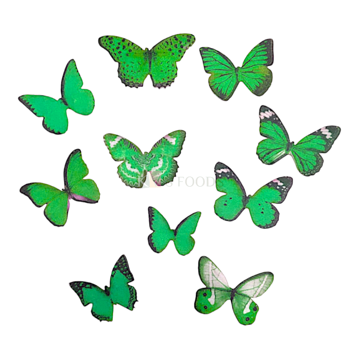 33 PCs Light Green Mix Design Butterflies Pre-Cut Pre-Printed Edible Wafer Paper Cutouts Cake Decorations, Cupcake Topper Decor Stick-on Cake Decor Wedding Cake Topper Set Paper Butterfly