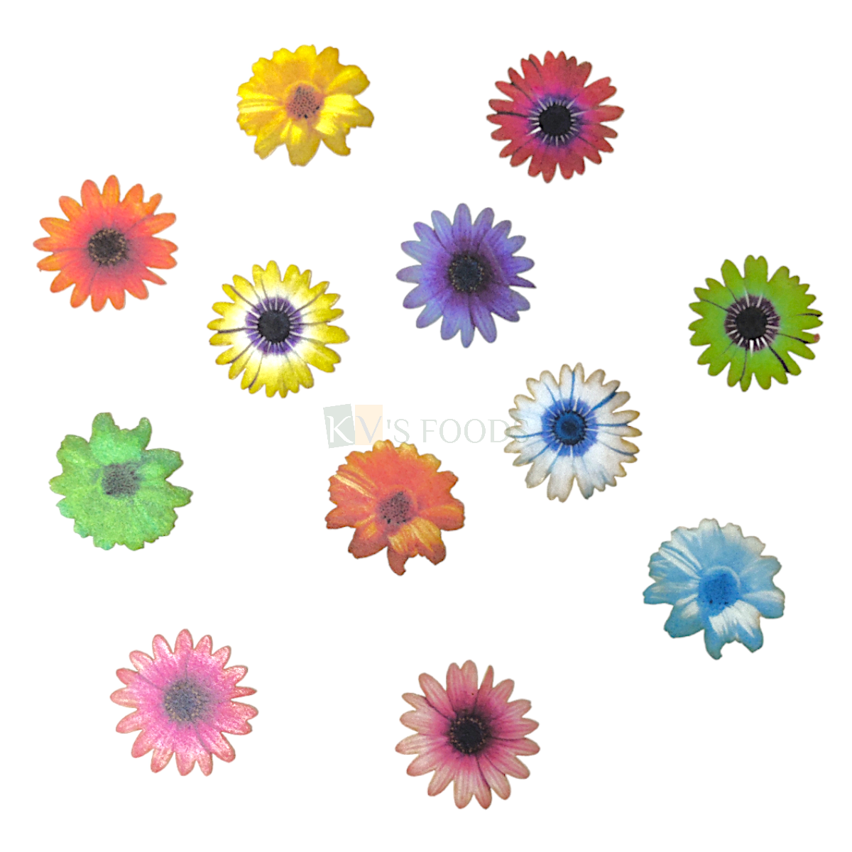 23 PCs Colourful Mix Design Xenia Flowers Theme Pre-Cut Pre-Printed Edible Wafer Paper Cutout Cake Decorations Kids Girl Happy Birthday Cake Topper Stick-on Cake Decor Wedding Anniversary Cakes