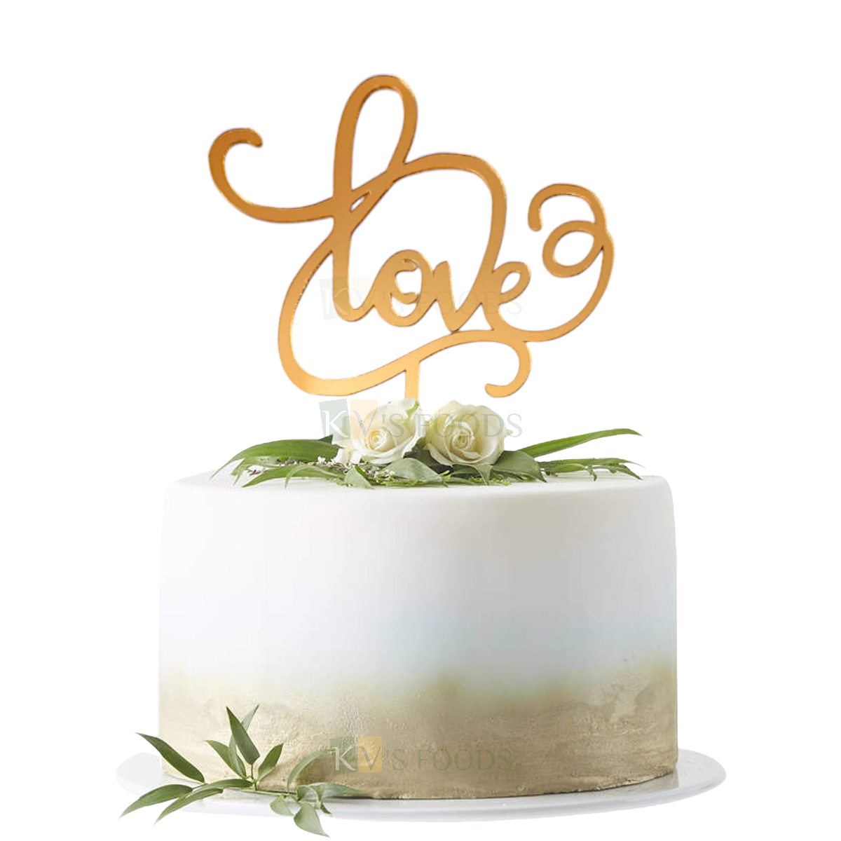 1PC Golden Acrylic Shiny Glass Finish Love Cake Topper, Happy Anniversary Cake Theme Love Valentine's Day Cake Insert Unique Elegant Font Design Cake Topper DIY Wedding Engagement Cake Decorations