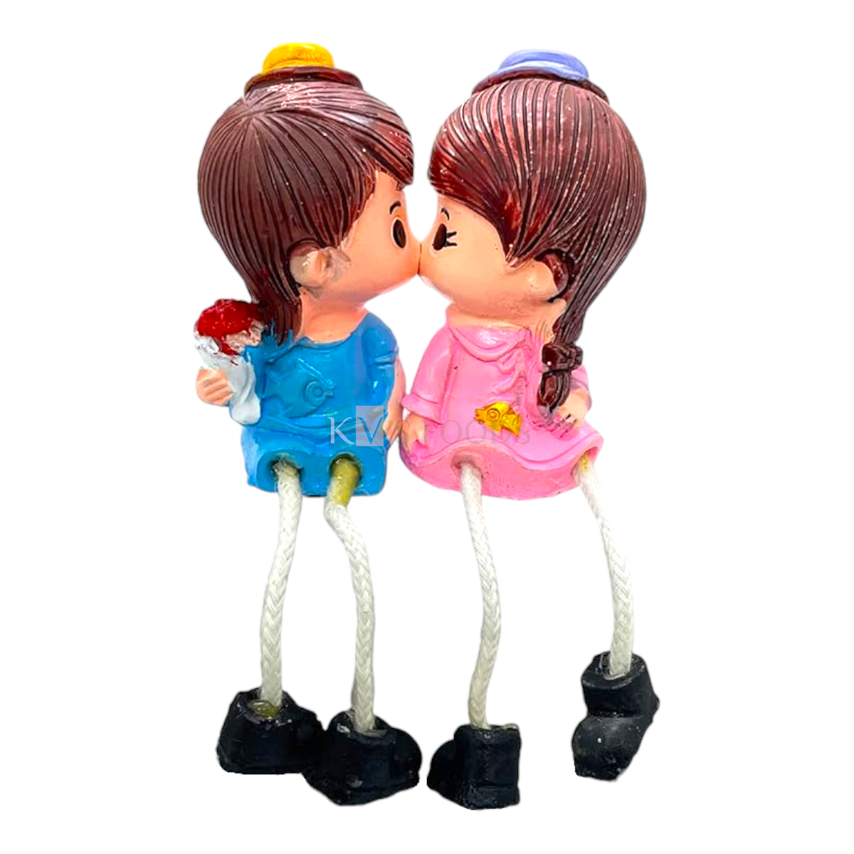 2PC 3.3 Inch Height Colourful Mini Kids Cute Kissing Girl Boy Miniature Cake Topper Cartoon Love Couple Figurines Statue Happy Birthday Doll Theme Baby Shower Cake Topper DIY Return Gifts Crafts Decor