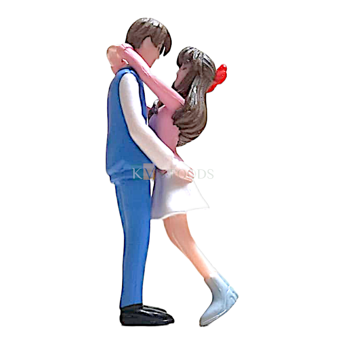 2PC 2.7 Inch Height Colourful Mini Cute Romantic Couple Miniature Cake Topper Bride Groom Figurines Statue Doll Wedding Anniversary Theme Cake Topper Love Valentine&#39;s Day Celebrations Ocassions
