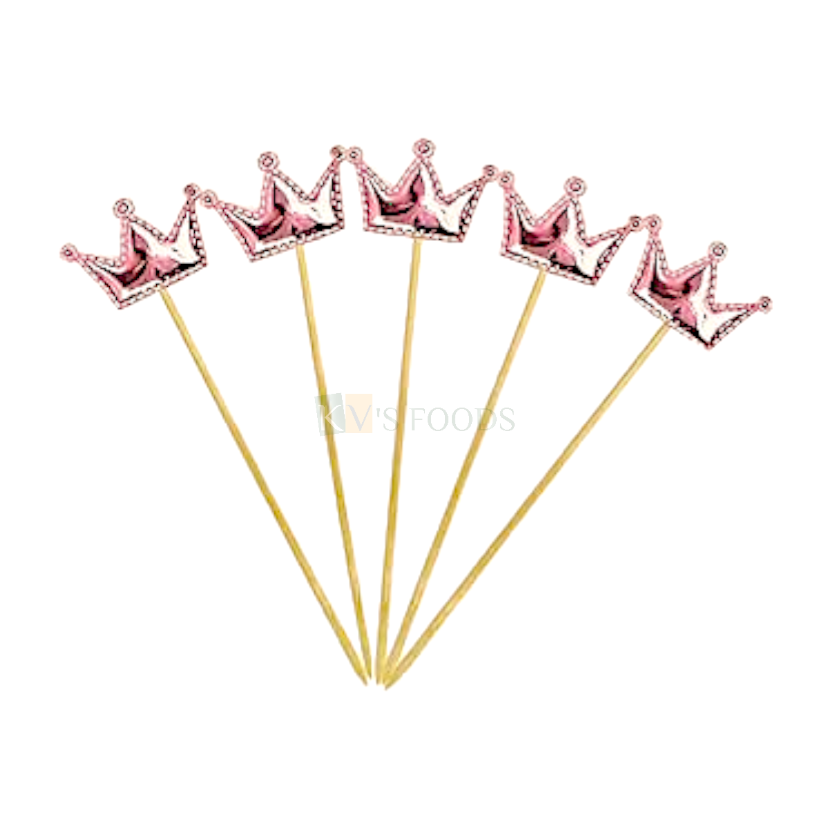 10 PCS Shiny Light Pink Crown Shape Spongy Toothpick Cake Topper Cupcake Toppers Wedding New Years Cakes Decorations Happy Birthday Theme Fruit Pick Foamed Bamboo Toothpicks DIY Cake Decorations