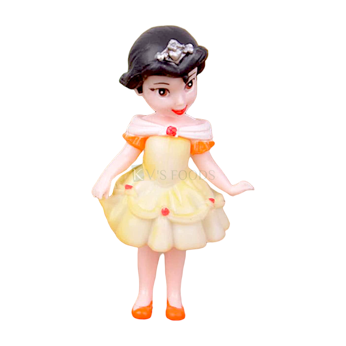 1PC Cute Girl Princess with Crown Kawaii Q Style Doll Cake Topper, Kids Girls Happy Birthday Theme Cutest Miniatures Princess Figurine Room Decor DIY Cake Decoration Accessories