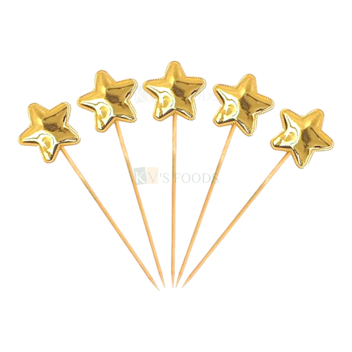10 PCS Shiny Golden Colour Star Shape Spongy Toothpick Cake Topper Cupcake Leather Toppers Wedding New Years Cakes Decorations Happy Birthday Theme Fruit Pick Foam Bamboo Toothpick DIY Cake Decoration