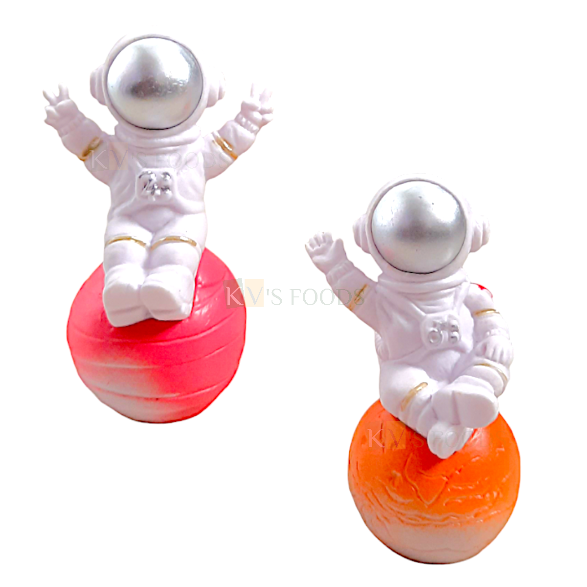 1PC Sitting Astronaut Spaceman Action Figurine on Earth Globe Cake Topper, Galaxy Space Boys Happy Birthday Theme Cake Decoration, Miniature Figurine, Figure for Shelf Bookstore Office Car Dashboard