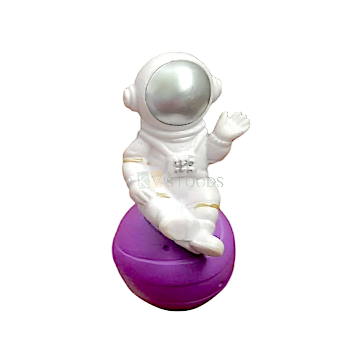 1PC Sitting Astronaut Spaceman Action Figurine on Earth Globe Cake Topper, Galaxy Space Boys Happy Birthday Theme Cake Decoration, Miniature Figurine, Figure for Shelf Bookstore Office Car Dashboard