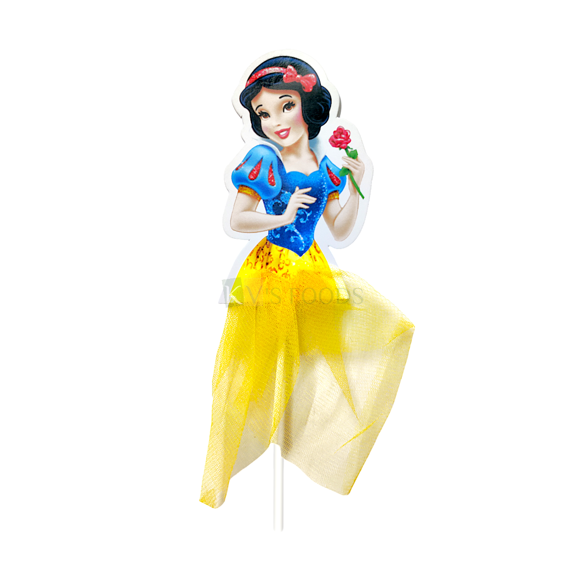 1 PC Yellow Colour Snow White Princess Net Skirt Girl Lady Women Paper Cake Topper for Bride Wedding, Mother's Day, Women's Day Theme, Pull Me Up Doll Cakes Daughter Birthday Party DIY Cake Decoration