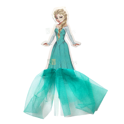 1 PC Green Colour Frozen Queen Elsa Anna Princess Net Skirt Paper Cake Topper Girl Lady Women for Bride Wedding, Mother's Day, Women's Day Theme, Daughter's Birthday Party DIY Cake Decorations