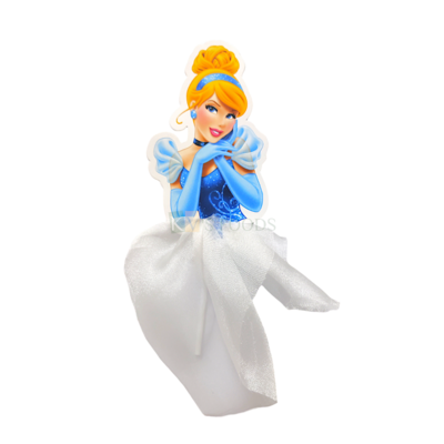 1 PC Blue Princess Cinderella Disney Net Skirt Girl Lady Women Paper Cake Topper for Bride Wedding, Mother's Day, Women's Day Theme, Pull Me Up Doll Cakes Daughter's Birthday Party DIY Cake Decoration
