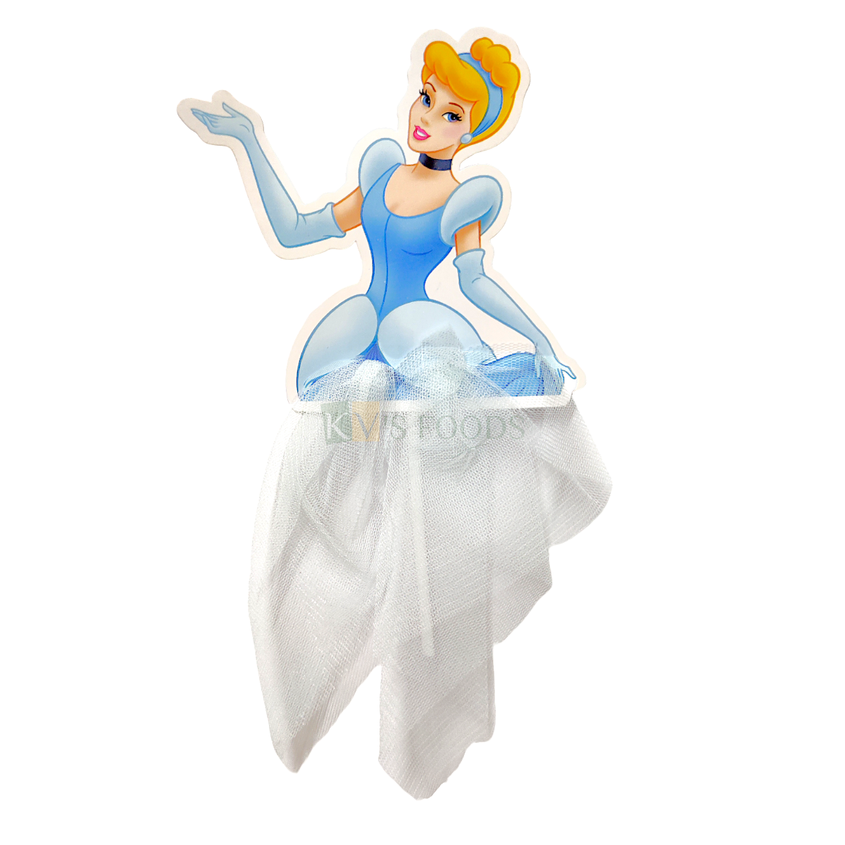 1 PC Blue Princess Cinderella Disney Net Skirt Girl Lady Women Paper Cake Topper for Bride Wedding, Mother's Day, Women's Day Theme, Pull Me Up Doll Cakes Daughters Birthday Party DIY Cake Decorations
