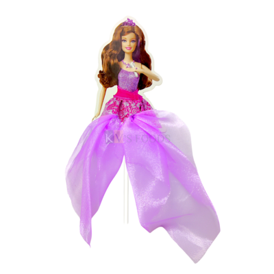 1 PC Purple Barbie The Princess Net Skirt Girl Lady Women Paper Cake Topper for Bride Wedding, Mother's Day, Women's Day Theme, Pull Me Up Doll Cakes Daughters Birthday Party DIY Cake Decorations