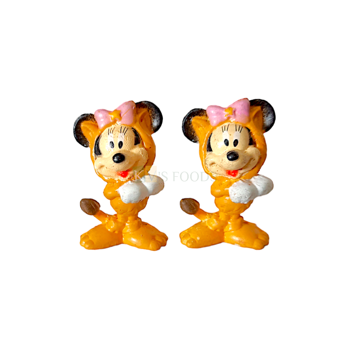 2PC Disney Little Mini Mouse Toys Cartoon Anime Figurine Cake Topper Kawaii Q Style Cartoon Theme, Miniature Doll, Kids Room Decor, Cartoon Characters Girls Happy Birthday Theme DIY Cake Decorations