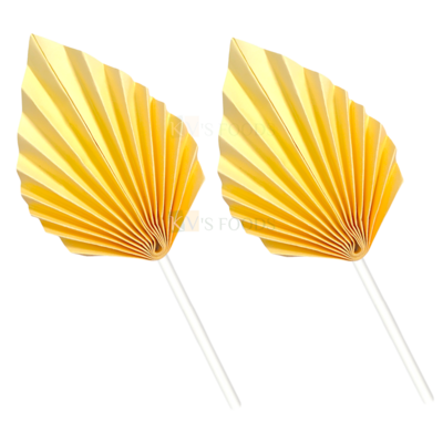 2PC Light Yellow Paper Palm Leaf Cake Topper Spear Shaped Leaves Cupcake Insert, Birthdays, Engagement Wedding Anniversary Theme Cake Accessories, DIY Cake Decorations, Project, Crafts, Home Decor