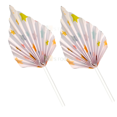 2PC White Printed Paper Palm Leaf Cake Topper Spear Shaped Leaves Cupcake Insert, Birthdays, Engagement Wedding Anniversary Theme Cake Accessories DIY Cake Decorations, Project, Crafts Home Decor