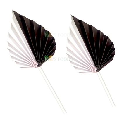 2PC Black White Paper Palm Leaf Cake Topper Spear Shaped Leaves Cupcake Insert, Birthdays, Engagement Wedding Anniversary Theme Cake Accessories DIY Cake Decorations, Project Crafts Home Decor