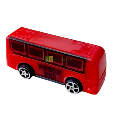 1PC Mini Red Power Bus Cake Topper Kids Boys Theme Happy Birthday Push GO Bus Toy Miniature Figurine, Gifts Childrens Play Toys, Figure for Room Shelf Bookstore DIY Cake Decorations