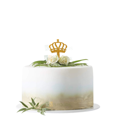 10PC Small 3'' Golden Shiny Glitter MDF Mini Crown Half Kg Cake Topper, Tiara Theme Kids Girls Happy Birthday Celebration Theme Cake Insert, DIY Cake Decorations