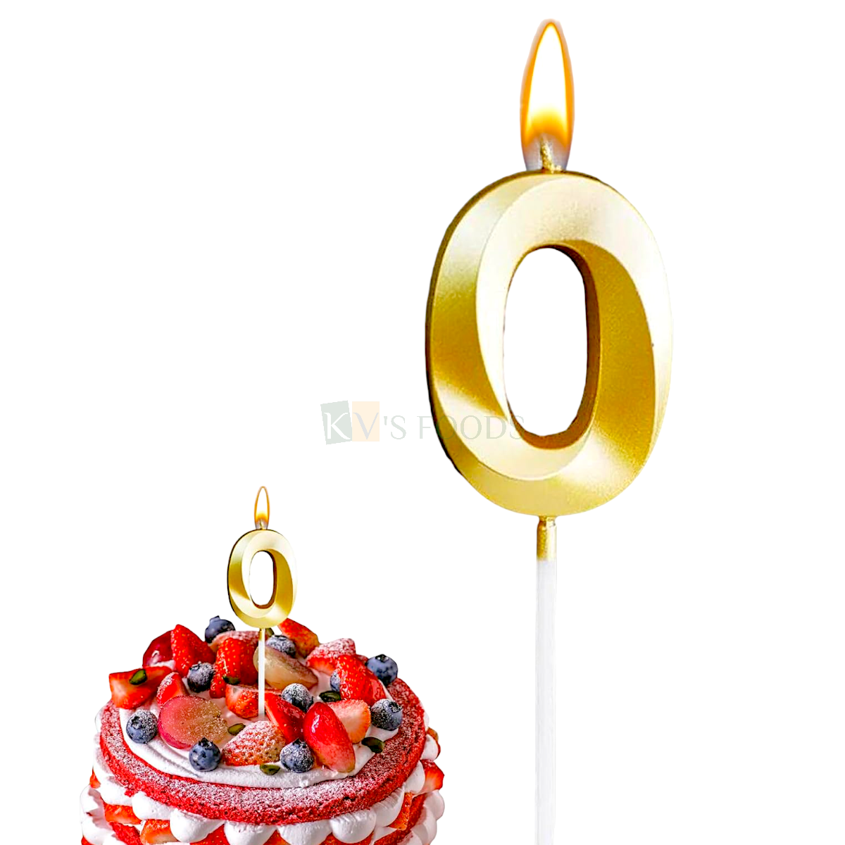 1PC Metallic Golden Colour Shiny 0 Number Wax Candle Cake Topper, 0 Number Theme Zero Cake Insert, Can Be Used As Combination With Other Number DIY Cake Decorations