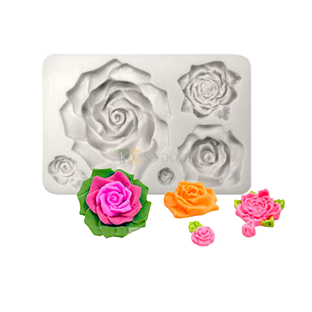 1 PC Silicone Fondant Rose And leaf Chocolate Mould 5 Cavity, Mini Roses Flowers Collection Fondant Wedding Theme Red Rose Cupcake Theme, Garden Anniversary Cakes Happy Birthday Theme Flexible Moulds