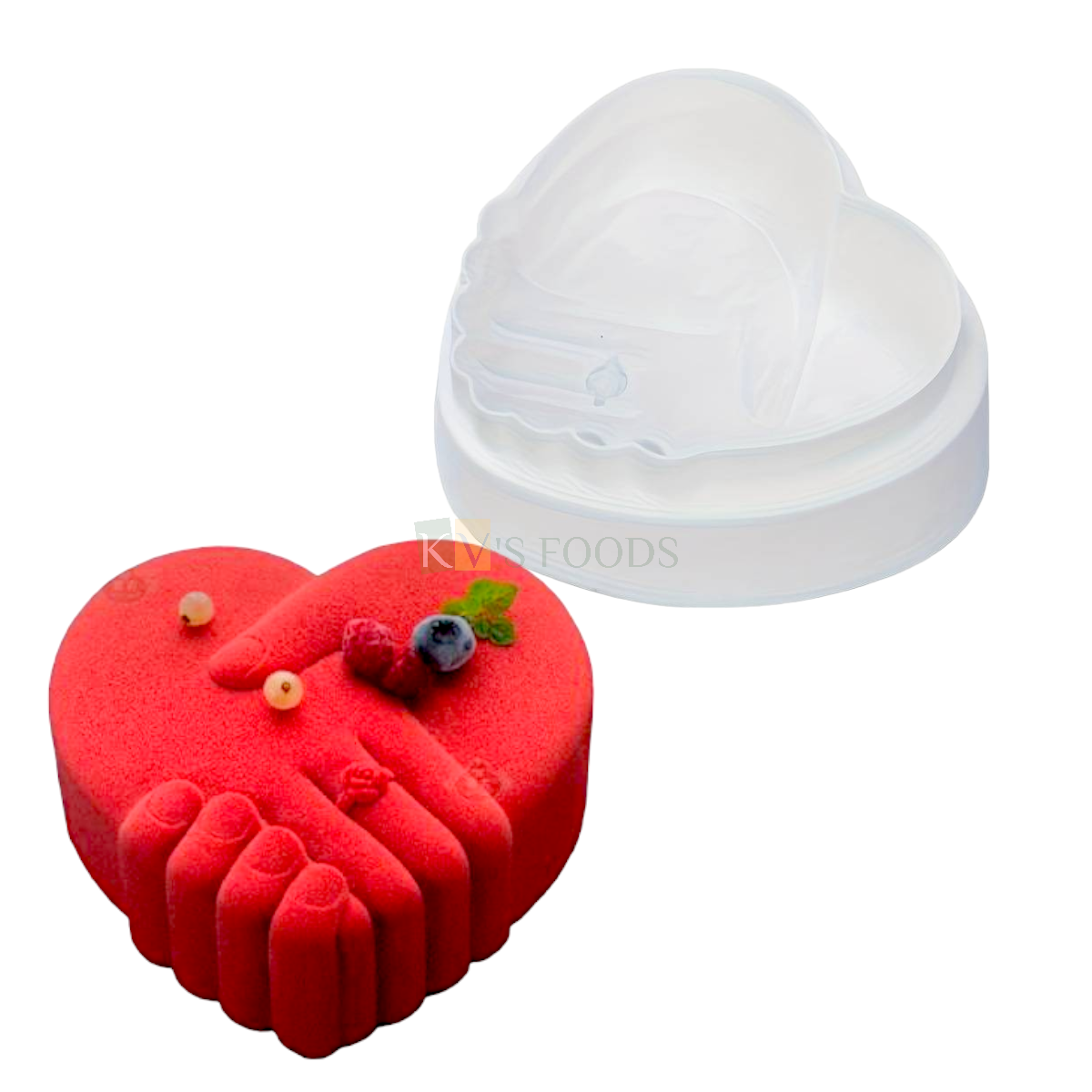 1 PC Silicone Entremets Romantic Valentine's Day Hand in Hand Cake Mould, Heart Shape Cake Valentine's Day Mousse Cake Classic French Heart Cake Moulds DIY Cake Decorating Molds