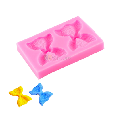 1 PC Silicone Fondant Bowknot Butterfly Shaped Bow Chocolate Mould 2 Cavity, Kids Girls Boys Children's Happy Birthday Theme, Baby Shower Theme, Flexible Moulds DIY Cake Decorating Molds
