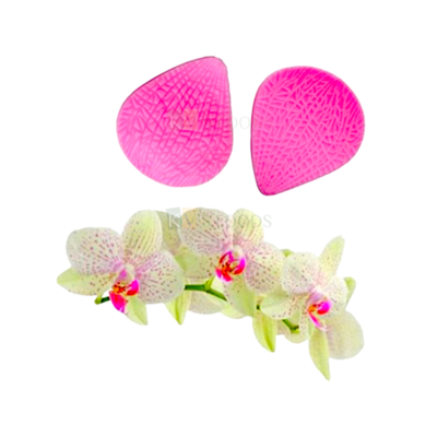 2 PC Fondant Orchid Flower Petal Silicone Mould Veiner Chocolate Mould, Nature Garden Cake Theme, Happy Birthday Theme Wedding Anniversary Cakes Decorating Molds Flexible Moulds