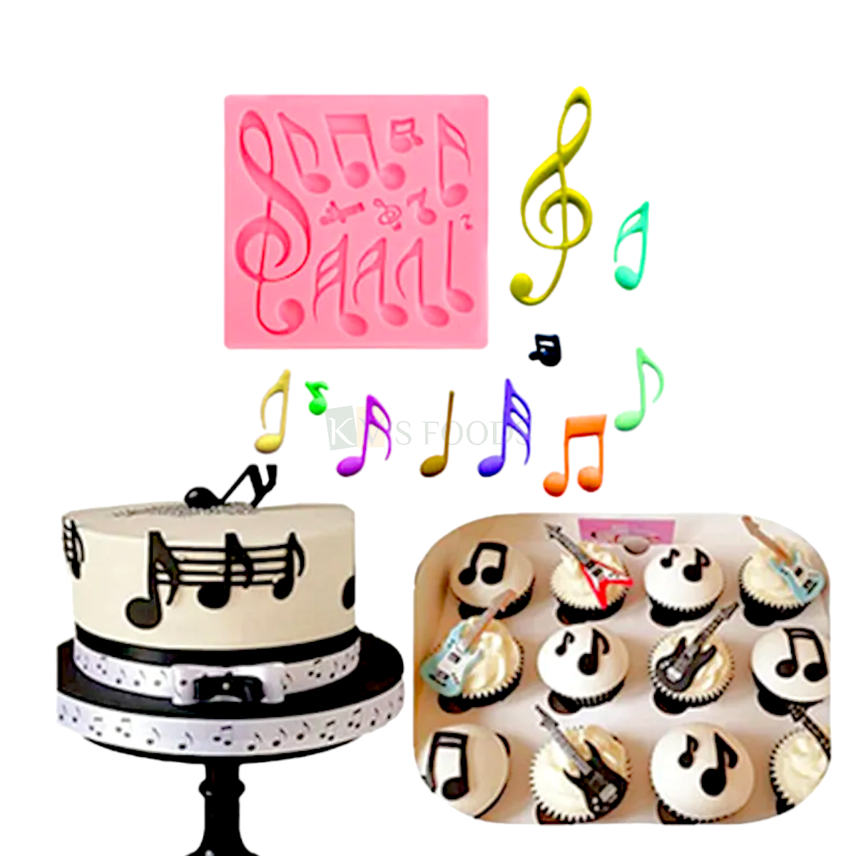 1 PC Silicon Fondant Different Musical Notes Symbols Moulds 13 Cavity, Girls Boys Music Lover Happy Birthday Theme Cakes Decorations, Flexible Moulds Musical Candy Molds DIY Cupcake Decorating Molds