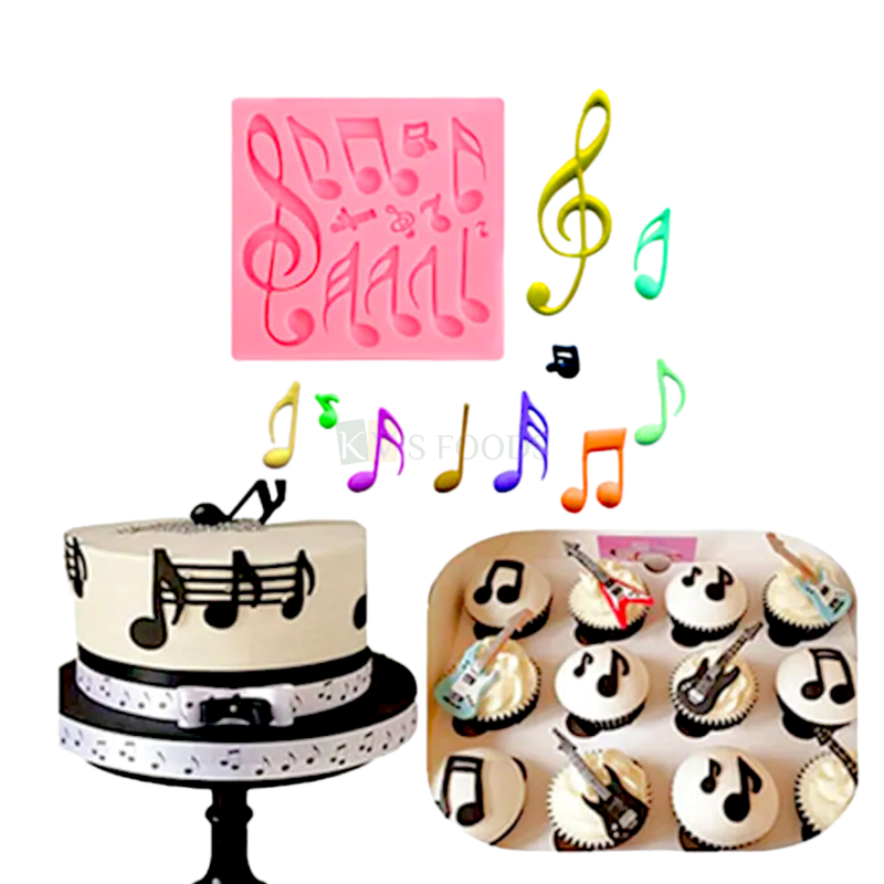 1 PC Silicon Fondant Different Musical Notes Symbols Moulds 13 Cavity, Girls Boys Music Lover Happy Birthday Theme Cakes Decorations,  Flexible Moulds Musical Candy Molds DIY Cupcake Decorating Molds