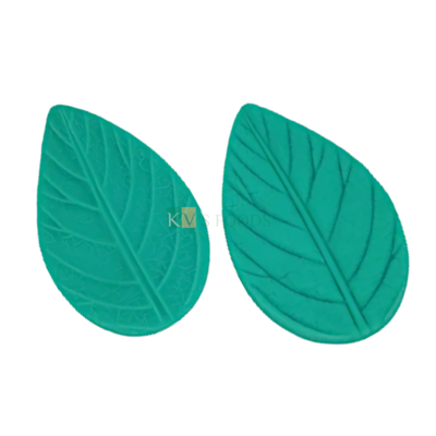 2 PC Green Silicone Fondant Big Petal Leaves Mould Veiner Chocolate Mould, Nature Garden Leaf Cake Theme, Happy Birthday Theme Wedding Anniversary Cakes Decorating Molds Flexible Moulds