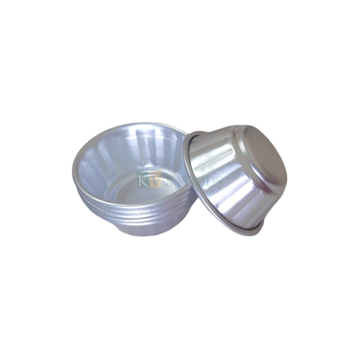 6PCS Baking Mini Aluminium Round Bowl Shape Mini Moulds Baking Mold Cupcakes Pudding Jelly Cup for Oven, Bakeware Pan Mould, Egg Tart, Muffin, Lined Mould, Wati, Bati Cakes Mould Tins Tray