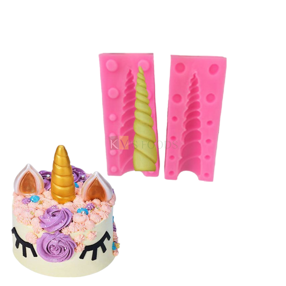 1 PC Silicone Fondant Big Unicorn Horn Fondant Cake Chocolate Mould 1 Cavity, Kids Girls Children's Happy Birthday Theme, Baby Shower Theme, Flexible Sugar Paste Gum Paste Moulds