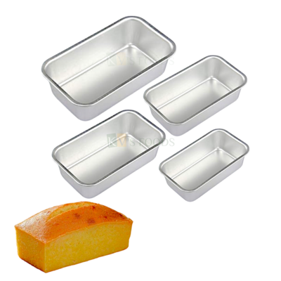 1PC Silver Rectangle Baking Aluminium Loaf Bread Cake Moulds Bakeware Pan, Mousse Pudding Cheese, Friut Cakes, Chocolate, Strawberry Cakes Mould Tins Tray for Oven, Birthday Party