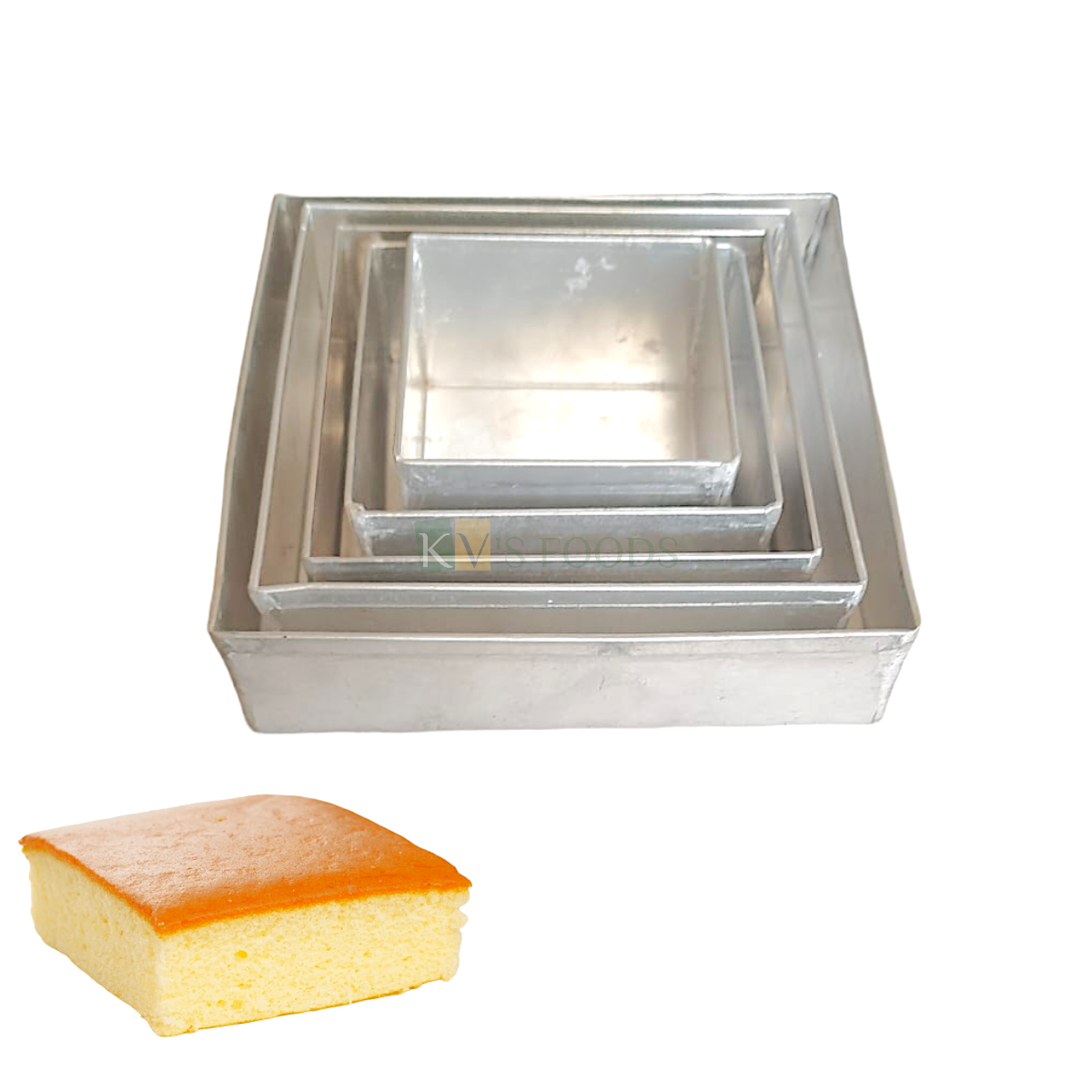 1PC Silver Square Baking Aluminium Loaf Bread Cake Moulds Bakeware Pan, Mousse Pudding Cheese, Friut Cakes, Chocolate, Strawberry Cakes Mould Tins Tray for Oven, Birthday Party