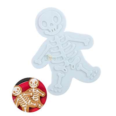 1 Pc White Big Christmas Ginger Bread Men SKull Cookie Cutter Molds Sandwitch Fondant Cutters, Skeleton Man Cakes Biscuits Chocolates Cheese Cutter Birthday Christmas Tree Parties Halloween Decoration