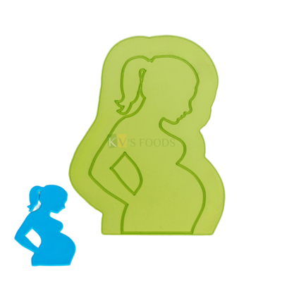 1 PC Green Colour Silicone Baby Bump Pregnant Woman Chocolate Mat Medium Onlay Fondant Cake Decorating Molds Tools Sugar Lace Baking Matt Pregnant Lady, Baby Shower Theme