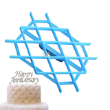 1 PC Plastic Light Blue Rhombus Diamond Shape Cake Edges Stamps Impression, Border Cakes Fondant Mould Tools Pattern Mat DIY Embossing Pad for Birthday Wedding Anniversary Baby Shower Cakes