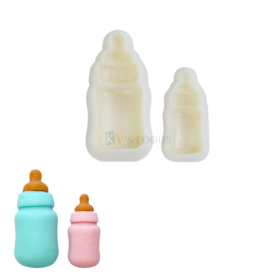 2 PCS White Big Small Baby Milk Bottle Cutters Stamps Plungers Chocolate Biscuits, Cookies Cutters, Baby Shower Cupcake Theme Welcome Home Baby Ceremony Cakes, Mini Bottles DIY Cake Decorations