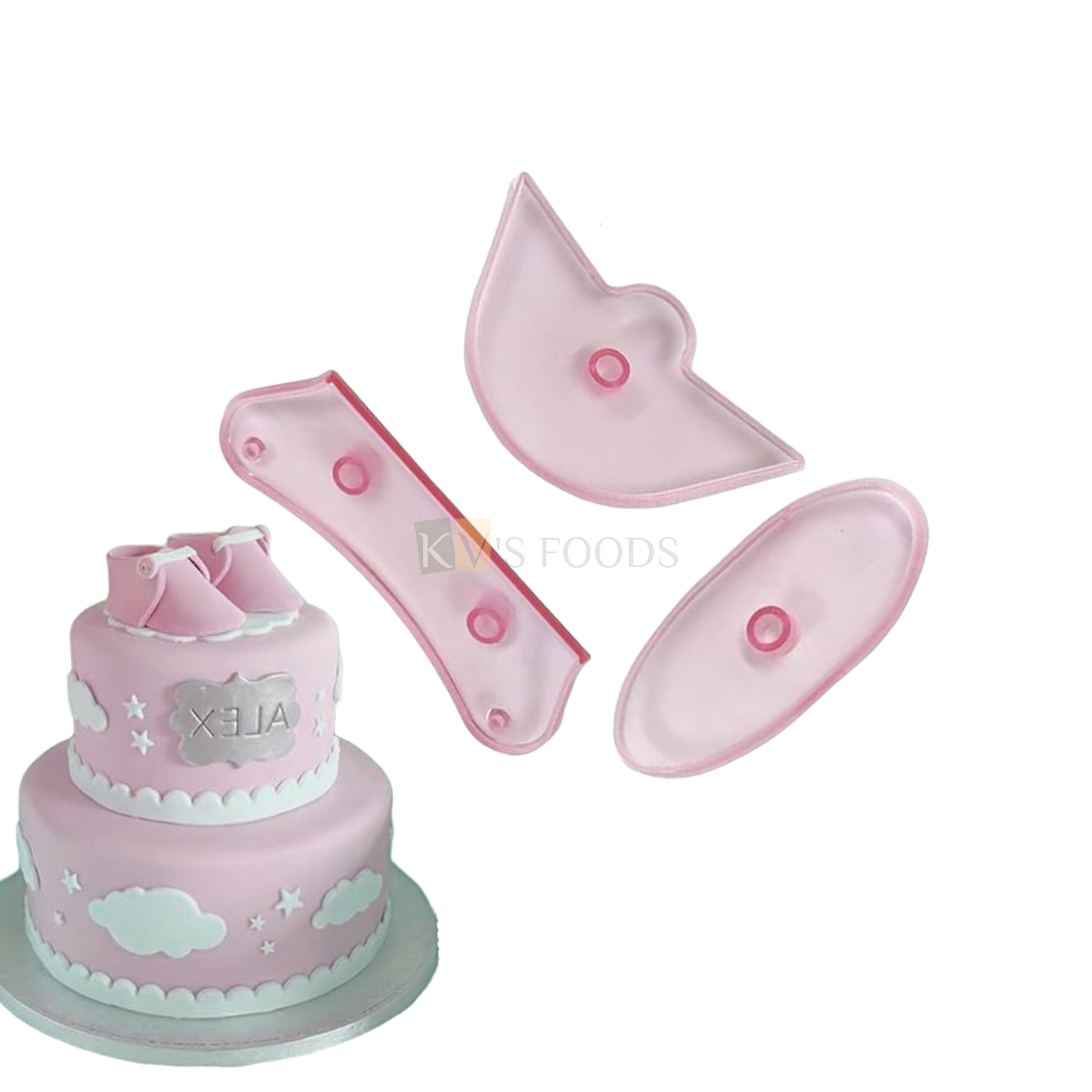1 PC Baby Shoes Booties Fondant Cutter Plunger Stamps Molds Booty Cutter Bootee, Baby Shower Kids Girls Boys Children's New Born Happy Birthday Theme, DIY Cake Decorating Tools