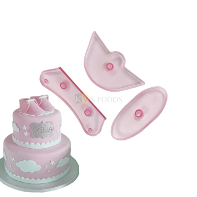 1 PC Baby Shoes Booties Fondant Cutter Plunger Stamps Molds Booty Cutter Bootee, Baby Shower Kids Girls Boys Children's New Born Happy Birthday Theme, DIY Cake Decorating Tools