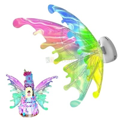 Electrical Flying Big Large Butterfly Moving Wings, Fairy Wings, Butterfly Wings for Tredning Butterfly Theme Cake, Glowing Shiny Transparent Wearable with Led & Music, Wedding & Christmas Dress Up