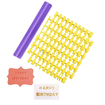 Yellow Colour Alphabets Letters Numbers Different Symbols Press Cookies Stamps Set With Holder Impression Cutter, Biscuit Embosser Stamp , Birthday Party Wedding Anniversary Cakes Cupcakes Decorations