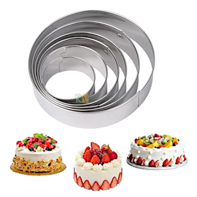 1 PC Different Size Round Circle Cake Ring Mould 3, 4, 5.1, 6, 7, 8 Inches Non-stick Heat-resistant Stainless Steel Kitchen Cookie Mold for Cooking, Cutter Jelly Birthday Wedding Anniversary Cakes