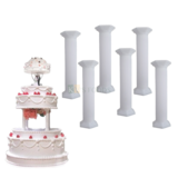 6PCS Set White Plastic Heaxagon Shape Cake Roman Pillars, Wedding Cake Pillars Stand, Fondant Cake Support Mould Valentine&#39;s Day, Birthday Wedding Birthday Engagement, Large Big Cakes Decoration Tools