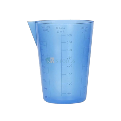 1 PC Blue Professional Plastic Measure Glass for Kitchen Cooking Baking & Measuring Solids and Liquids, Grams, Litre, Ounce, Measuring Tumbler Cup, upto 300 Grams 350 Milliliters