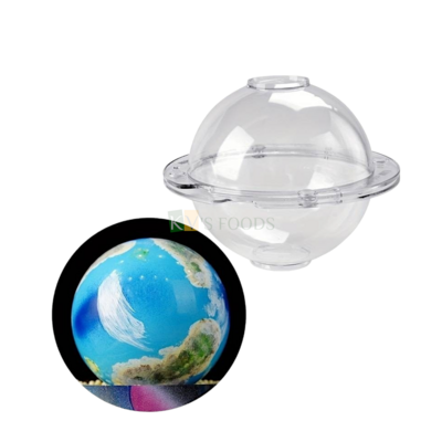 2PCS Transparent Acrylic Galaxy Round Globe Full Circle Ball Chocoloate Mould, Spherical Dome Smooth Mold Pinata Cake Ball Bombshell Surprise Cake Mold, Planet Satellite Birthday Space Sky Theme