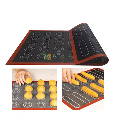 1 PC 2in 1 Silicone Multipurpose Large Silpat Macaroons Finger Food Liner Baking Mats, 35 Circles, Reusable Non- stick Hot Dog Puff Mat, Oven Liner Sheets for Macarons, Biscuits, Cookies, Meats