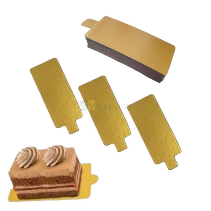 24PCS 5.5 Inch Rectangle Golden Pastry Cake Base Set Mini Cake Board Cardboard Mousse Base Cake Paper Board Dessert Plate Pastries Mini Tarts Cupcake Base Displays Tray Decorating Cakes Birthday Theme