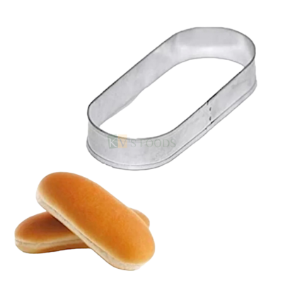 1 PCS Stainless Steel Hot Dog Buns Cutters, Plunger Moulds Embossing Mold Presses Impression, Chocolates Mousse Biscuits Pancake Cookies, Sandwich Cutters Garlic Baguette Baking Ring Loaf Moulds
