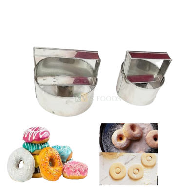 1 PC Silver Steel 3, 2 Inches Different Sizes Circle Round Shape Donut Doughnuts Cookies Cutters, Pancake Biscuits Sandwich Chocolate Metal Moulds, Birthday Parties, Festivals Christmas Celebrations